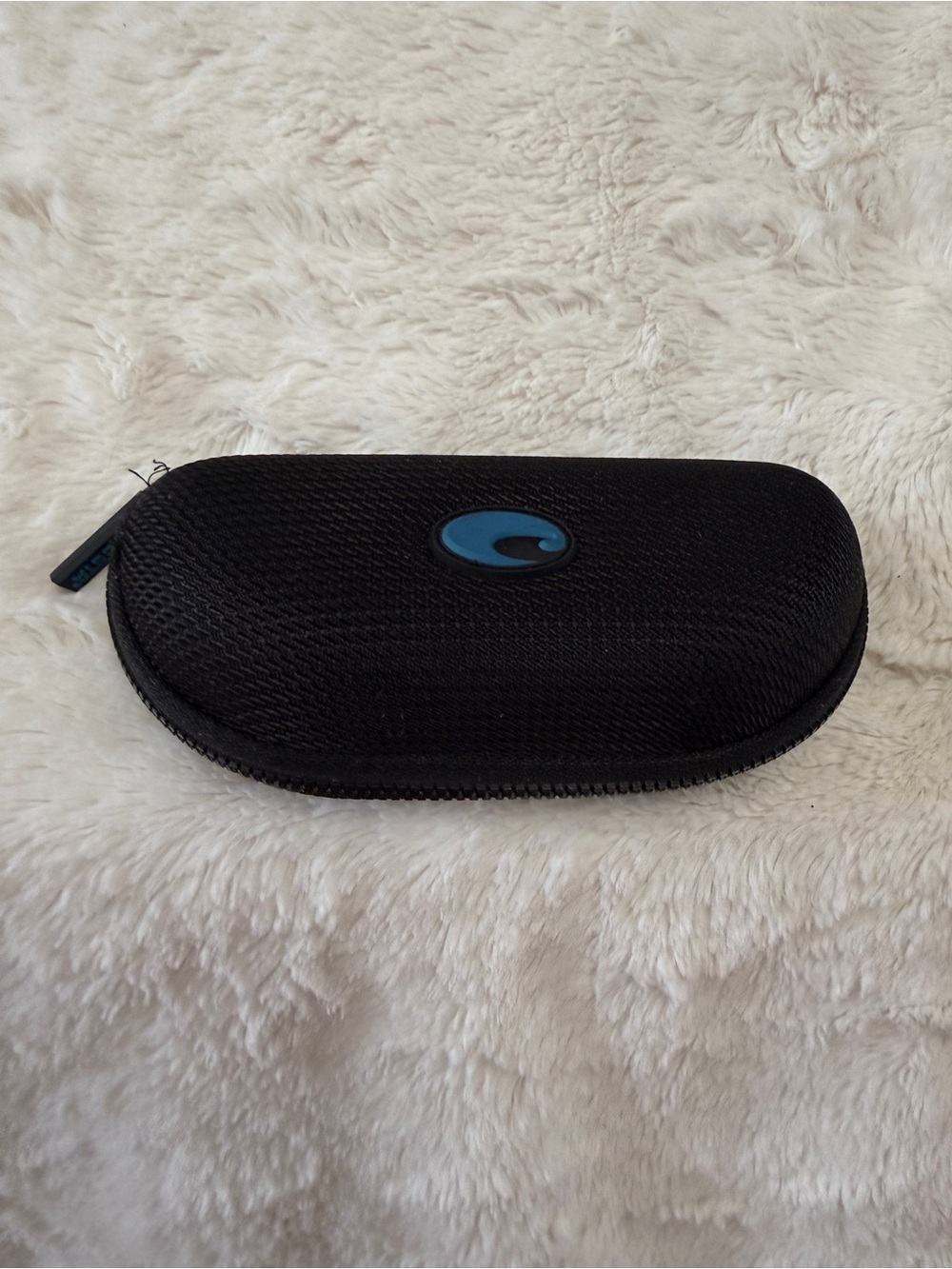 Costa Del Mar Black Hard Shell Sunglasses Case Blue Logo Zip Protective Eyewear
